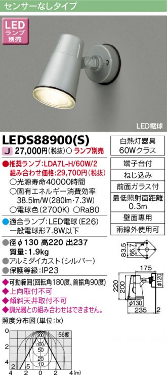 LEDS88900S(東芝ライテック スポットライト) 商品詳細 ～ 照明器具・換気扇他、電設資材販売のコスモ・オンライン取引